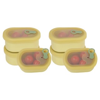 파미레 실리콘 반투명 스팀홀 타원 용기 라임, 6개, 200ml