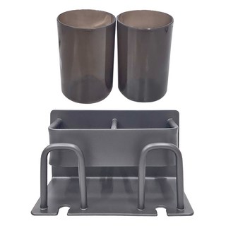 妃妃嚴選 牙刷置物架 雙人款, 槍灰, 1組