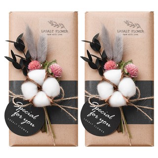 LASALT 金莎巧克力永生花束禮盒組 灰色款, 永生乾燥花束+金莎巧克力 8顆入+牛皮紙購物袋+萬用感謝卡, 2組