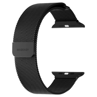 MAGEASY 米蘭不鏽鋼磁扣錶環, Apple Watch 44/45/46/49mm, 午夜色, 1個
