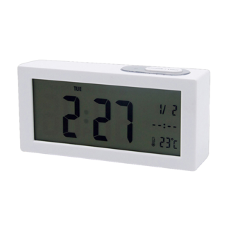 WE CHAMP LED萬年曆溫度顯示電子鬧鐘 時間/日期顯示 貪睡功能 背光節能, 白色