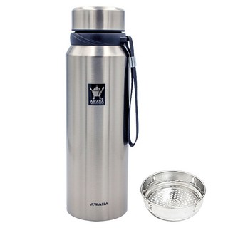 AWANA 經典運動保溫瓶 附濾網 8.5cm x 28cm, 不鏽鋼色, 1L, 1個