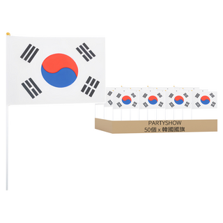 PARTYSHOW 一體式迷你手搖太極旗, 韓國國旗, 50個