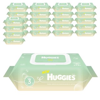 하기스 퓨어그린 아기물티슈 캡형, 55g, 72매, 20개