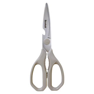 3M Scotch 多功能3合1料理專用剪刀 可拆式 曲線鋸齒刀面 開瓶器設計, 不鏽鋼 米白色, 1支