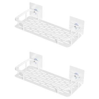 comet 多用途一字型浴室置物架, 白色, 2個