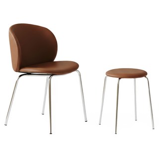 MAISON DE COMME MA 斯堪地 PU 椅子 2入, 2個, 肉桂棕色