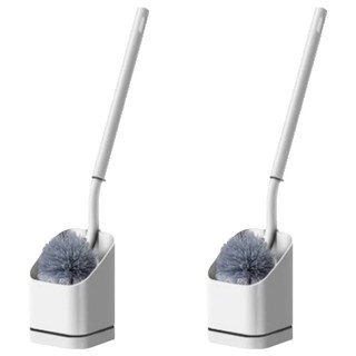 TU 良品 簡約馬桶刷組 S型刷杆, 2組, 白色 + 灰色