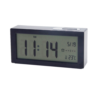 WE CHAMP LED萬年曆溫度顯示電子鬧鐘, 時間精準 靜謐無聲, 黑色