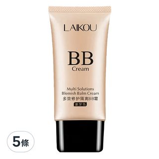 LAIKOU萊蔻 多效修護隔離BB霜 50g 02象牙色 5條, 輕薄透氣 自然裸妝