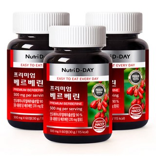 Nutri D-DAY 黃連素錠, 60顆, 500mg, 3罐