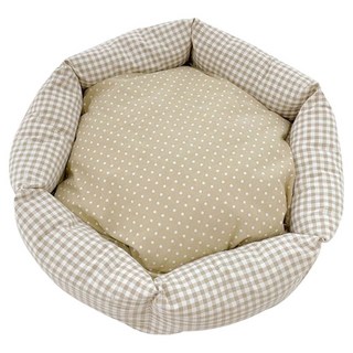 沐慕家居 冬夏兩用款寵物睡窩, M(直徑55cm), 奶茶格, 1個