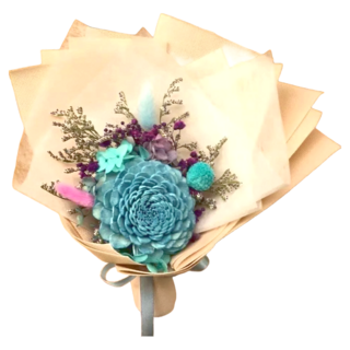 A-ONE 匯旺 6cm大藍索拉玫瑰花藍紫色繡球花永生花束/乾燥花束 AE-FBQ6 F款 30g, 彩色