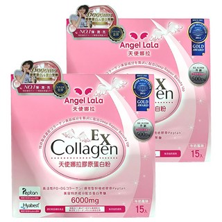 Angel LaLa 天使娜拉 EX 膠原蛋白粉 6000mg 含Peptan膠原蛋白胜肽 牛奶風味, 8g, 15包, 2盒