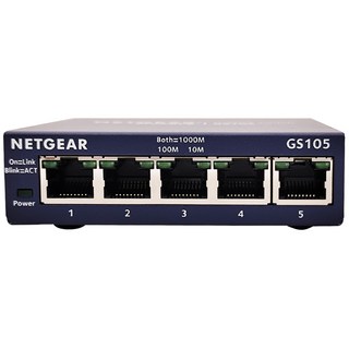NETGEAR 5埠 Gigabit 無網管金屬殼網路交換器, 1個, GS105