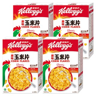 Kellogg's 家樂氏 CORN FLAKES 公雞玉米片 原味 低脂高鐵 8種維生素, 180g, 4盒