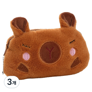 아트조이 귀쫑긋 카피바라 필통, 3개, 발그레