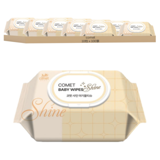 comet Shine系列 嬰幼兒濕紙巾 掀蓋式, 100張, 10包