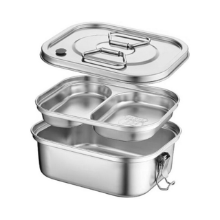 BangJiaShi 幫家適 304不鏽鋼餐盒 雙層 1.5L, 兩分格, 1個, 不鏽鋼 銀色