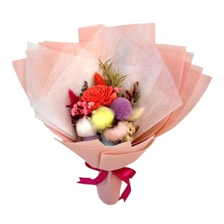 A-ONE 匯旺 彩棉紅索拉玫瑰花紫色大球花繡球花永生花束 乾燥花束, R款