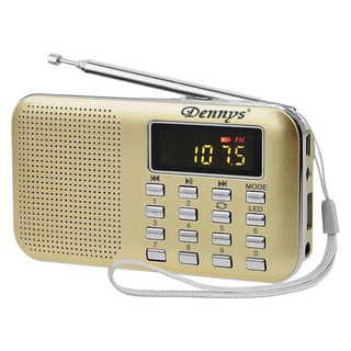 Dennys 丹尼斯 USB SD MP3 AM FM超薄插卡喇叭, MS-K218, 土豪金