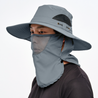 알파마운틴 자외선 차단 아웃도어 챙 모자 + 넥커버 세트, 다크그레이