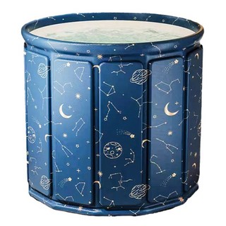 西格傢飾 折疊收納免安裝泡澡桶 免充氣, 星球藍, 1個