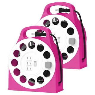 CENTENARY 成電牌 多用途輪座延長線 過熱自動斷電保護, 9m, 桃紅色 + 白色, 2個