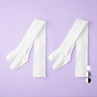 BASE ALPHA ESSENTIALS 兒童基本款素色連腳褲襪2件組