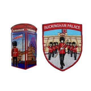 A-ONE 匯旺 英國電話亭創意地標磁鐵 Set + 英國 白金漢宮 紅衛兵補丁 Set, 2.4 x 3inches, 1.42 x 2.76inches, 2.4 x 3inches 1.42 x 2.76inches