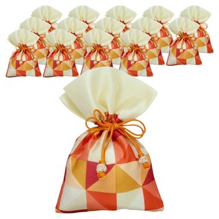 더누리코리아 전통 바둑무늬 비단 복주머니 대, 랜덤 발송, 15개입