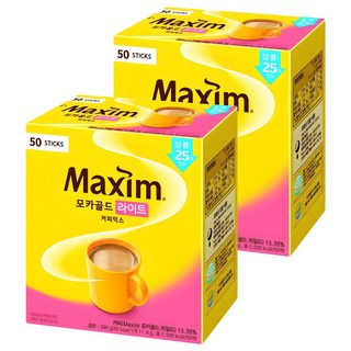 Maxim 麥心 摩卡黃金 Light 咖啡 減糖25%, 11.8g, 50包, 2盒