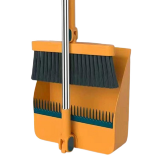 可折疊掃把組 PP + 不鏽鋼材質 摺疊款/固定款 灰色/粉色/藍色/撞色藍/撞色白, 1組, 橘色