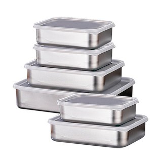 304不鏽鋼保鮮盒 6個, 1組, 6個容器 + 6個蓋子