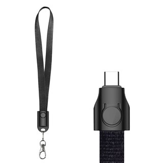 TOTU 拓途 布藝系列 Type-C快充線頸掛掛繩 2.1A輸出, 黑色, 1個