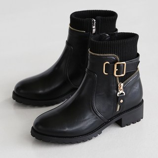 dangolunni 女款針織拼接刷毛內裡踝靴 Miurin