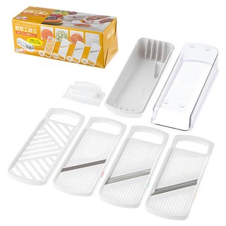 시모무라 야채공방 손잡이 채칼 강판 슬라이서 4종 + 케이스 + 안전홀더 세트 VSY-01, 화이트, 1세트