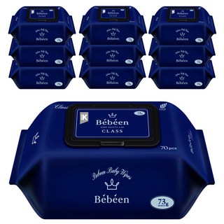 Bebeen 클래스 영유아물티슈 캡형, 73g, 70개입, 10개