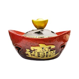 財神小舖 元寶手工香爐 景泰藍貔貅 適用2/4小時盤香 線香 塔香 香篆, 1個