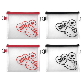 Hello Kitty 網面文件袋4件組 紅色 + 黑色 4個, B5
