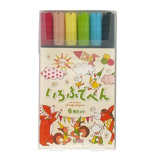 KOKUYO 水性彩繪毛筆 書寫流暢, 6色, 1盒