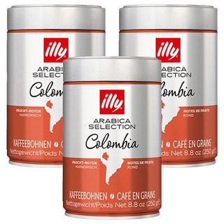 illy 意利 嚴選阿拉比卡咖啡豆 哥倫比亞, 無研磨咖啡豆, 250g, 3罐