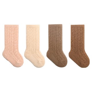 素色貂毛保暖襪4雙組