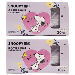 MITENXIN 天心生醫 鋼印成人平面口罩, 3色混色 夢幻心語, 30片, 2盒