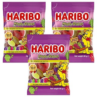 HARIBO Happy Grapes 葡萄風味Q軟糖, 80g, 3包
