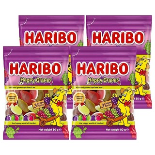 HARIBO Happy Grapes 葡萄風味Q軟糖, 80g, 4包