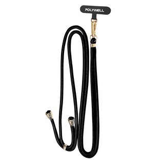 POLYWELL 寶利威爾 手機掛繩吊繩夾片組 PW15-T96-A356, 黑色, 1條