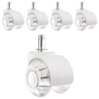 辦公椅2吋萬向PU輪5入組 有飾蓋 56 x 66mm, 晶透水晶白, 1組