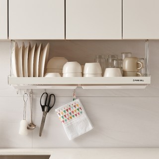 퓨어셀 프라임 상부장 부착식 식기건조대 800 + 2구 수저통 세트, 1단, 화이트, 1개