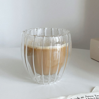 goodliving 褶皺耐熱雙層玻璃杯 250ml, 1個, 透明